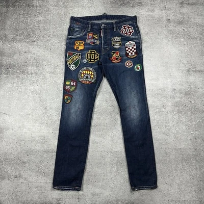 Pantalones de mezclilla ajustados azules con parche Dsquared2 para hombre talla 46  Foto 1 de 4