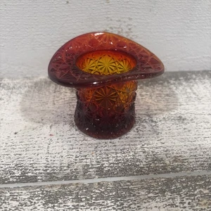 De colección Fenton Amberina Vidrio Margarita Y Botón Sombrero Soporte Palillo de Dientes - Imagen 1 de 7