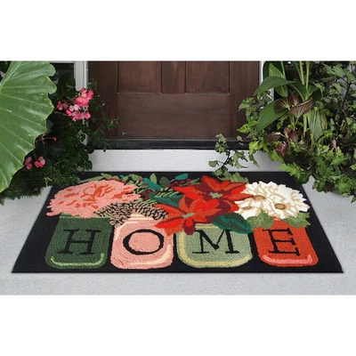 Liora Manne Frontporch Holiday Home Indoor/Outdoor Rug Black 1'8" x 2' 6" - Image 1 of 4