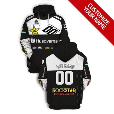 Benutzerdefinierte Name Husqvarna Racing 3D Lightweight Hoodie für Männer - Bild 1 von 3