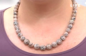Jay King .925 Silver BURMESE LANTANA STONE 18" Graduated Bead Necklace NWT - Picture 1 of 7