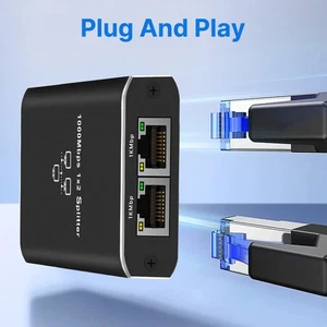 Convertidor adaptador de red divisor Ethernet RJ45 1 a 2 1000 Mbps [montable en pared] - Imagen 1 de 9