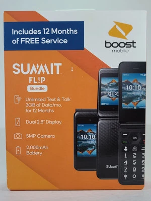 Boost Mobile Prepaid Summit Flip Bundle 2.8” Dual Display 5MP Camera 8GB - Black - Image 1 of 3
