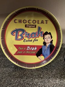 French Chocolate Tin Tray “Chocolat Brah” Pas  d' Brah pas d'chocolat - Picture 1 of 6