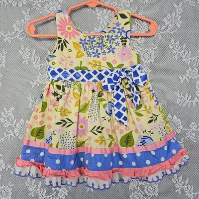 Matilda Jane The Adventure Begins Daffodil Dress Ruffle Trimmed Sleeveless 6-12M - Image 1 of 4