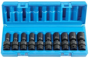 Grey Pneumatic 3/8" Drive Semi-Deep Length Universal Socket Set, 10 Pieces - Picture 1 of 1