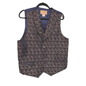 Scully Men's Embroidered Vest Formal Navy Black Floral Size L Vines Party Bloke - Picture 1 of 12