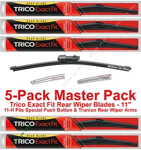 Paquete de 5 cuchillas limpiaparabrisas traseras Trico 11-H (x5) 11" ajuste botón/brazos traseros de trunion - Imagen 1 de 4