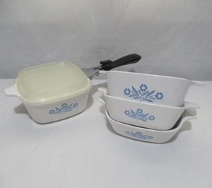 Vintage Corning Ware Blue Cornflower petite pan casserole dishes 6 PIECE SET - Picture 1 of 5
