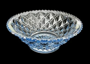 Vintage Imperial Glas Diamant Block Little Jewel blau 6" rund ausgestellt Schale - Bild 1 von 7