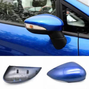 NUEVO par de tapas de espejo retrovisor lateral para Ford Fiesta MK7 2008-2017 borde azul - Imagen 1 de 6