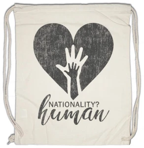 Nationality? Human Turnbeutel Socialism Heart Hand No Nations Borders - Picture 1 of 1