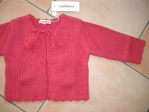 (X116) Süße Cacharel Baby Strickjacke in A-Form Patentstrick mit Bommeln gr.80 - Bild 1 von 2