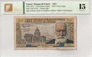 1961 France 5 Nouveaux Francs Pick#141a 15 Choice Fine - Picture 1 of 2