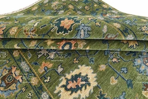 Moss Indo Oushak Hand Knotted Rug in 5x8, 6x9, 8x10, 9x12, 10x14 Wool Area Rug - Picture 1 of 11