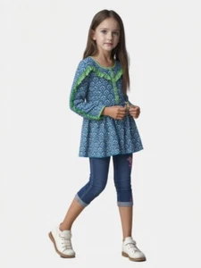 Matilda Jane Top Blouse Toddler Girl Sz 4 Blue Ruffles Long Sleeve Cotton - Picture 1 of 8