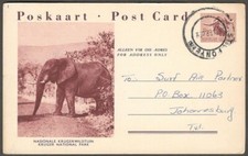 South Africa 1961 1 1/2c pictorial postal card HG #40 ELEPHANT