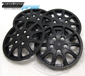 Hubcap 14" Inch Wheel Rim Skin Cover 4pcs Set Matte Black -Style 005 14 Inches- - Picture 1 of 4