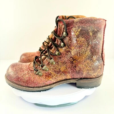 Vintage Shoe Company искусственно состаренные красные коричневые кожаные ботинки на шнуровке - женские размер 10 - Изображение 1 из 4
