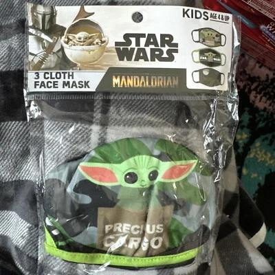 Disney Star Wars - 1 Pack of 3 Cloth Kids Face Masks - Washable Mandalorian - Image 1 of 4
