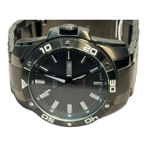 Regent Herren Uhr Armband Uhr Edelstahl Schwarz 50 Bar Wasserdicht Wochen Datum  - Bild 1 von 5