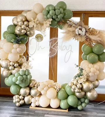 Sage Green White Sand Gold Balloons Garland Arch Kit 155pcs Sage Green Sand W... - Image 1 of 4