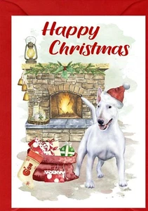 Bull Terrier (White) Dog A6 (4"x 6") Christmas Card Blank inside - by Starprint - Picture 1 of 1