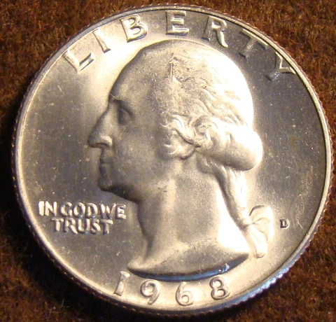 1968 D  WASHINGTON CLAD QUARTER , BEAUTIFULLY UNCIRCULATED Cover