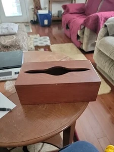 Vintage Wood Tissue Box Holder Cover Dispenser 10.75" X 5.5" X 3.75" - Picture 1 of 12