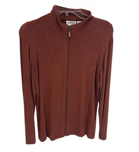 Chico's Travelers Jacket Full Zip Mock Neck Brown Acetate Size 1 (medium) - Picture 1 of 10