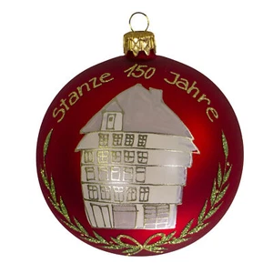 mgc24 Weihnachtskugel Glas handbemalt Ø 10cm - Motiv Stanze 150 Jahre Stanze,rot - Bild 1 von 1