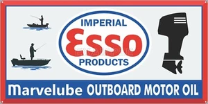 ESSO MARVELUBE FUERABORDA ACEITE DE MOTOR MARINO ANTIGUO LETRERO REMAKE ALUMINIO OPCIONES DE TAMAÑO - Imagen 1 de 2