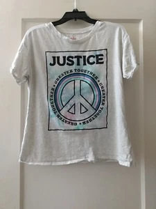 Girls Gray Justice XL 16/18 Peace Sign Greater Together Short Sleeve T-shirt - Picture 1 of 3