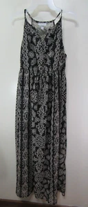 Womens Liz Lange Maternity Maxi Dress Size XS Black Tan Sleeveless Short Lined - Picture 1 of 5