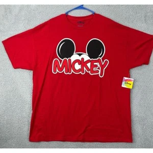 Disney Mickey Mouse T-Shirt Adult 2XL Red 100% Cotton Short Sleeve Tee Mens NEW - Picture 1 of 8