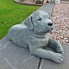 Steinfigur Hund Labrador liegend  Tierfigur Stein Garten Frostfest Deko