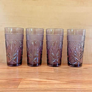 Vintage Cristal D'arques France Amethyst Purple Tumbler Drinking Glasses - Picture 1 of 7