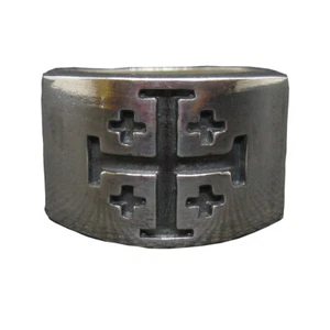 Genuine Sterling Silver Men's Ring Jerusalem Cross Solid Hallmarked 925 R001999 - Picture 1 of 12