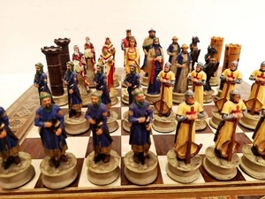 Luxury Chess Set Crusaders Hand Painted Inlaid Wooden Chess Board - Gift Idea - Picture 1 of 8