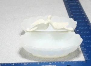 Vintage Avon White Milk Glass Clam Shell Shaped Two Section Dish With Doves 8" - Picture 1 of 6