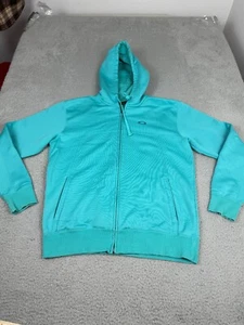 Oakley Hoodie Mens Large Turquoise Green Full Zip Jacket Sweater Thumbholes Y2K - Picture 1 of 24