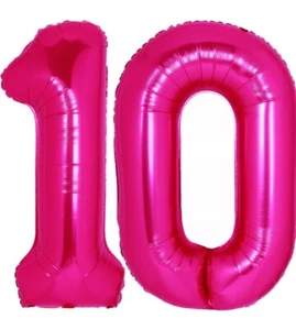 Large Hot PINK 10 Balloons Number - 10 | PINK Number 10 for Birthday ETC - Picture 1 of 2