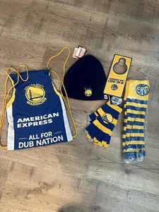 Golden State Warriors Combo Gloves , Door Hanger ,backpack Bag, Beanie - Picture 1 of 2