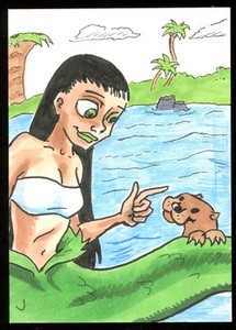 2016 Island Dreams Girls of the Island Sketch Card by JESSE HUGHES (c)