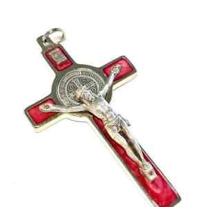 St. Benedict 3" Red-Pink Crucifix - Exorcism - High Quality Cross Blessed