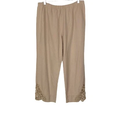 Soft Surroundings Blush Pull-On Cropped Pants w/Crochet size PL (could fit XL) - Image 1 of 4
