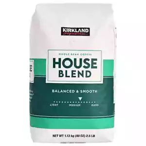 Kirkland Signature House miscela caffè in grani intero, tostatura media, 2,5 libbre - Foto 1 di 5