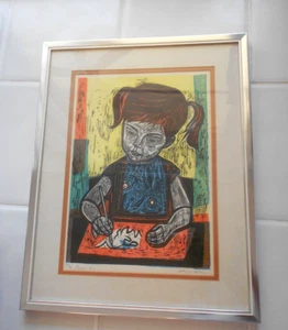 IRVING AMEN "LAURA" FIRMATO/NUMERATO #2 XILOGRAFIA STAMPA INCORNICIATA 24" X 19" - Foto 1 di 6