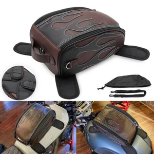 Motorcycle PU Leather Waterproof Oil Fuel Tank Magnetic Travel Bag Cruiser ATV - Picture 1 of 10