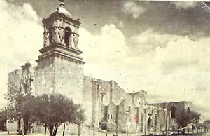 MISSIONE SAN JOSE SAN ANTONIO TX CARTOLINA POSTALE AFFRANCATA 1915 CHIESA CATTOLICA ANTICA - Foto 1 di 3